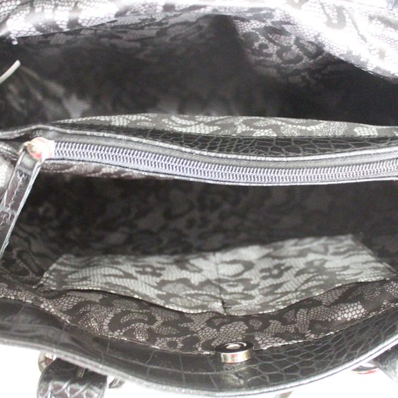 NWT Black Faux Croc Tote Bag - Picture 4 of 6